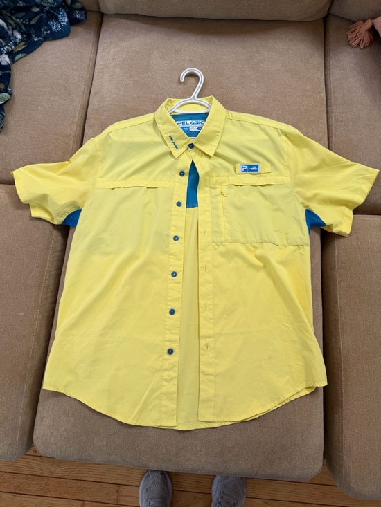 Pelagic Other - Pelagic Yellow Short-Sleeve Button-Up Shirt with Blue Accents